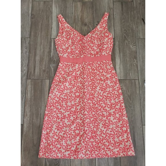 J.Crew Linen/Cotton Blend with Pink Casual Dress Size 6 with Bow - Picture 1 of 9